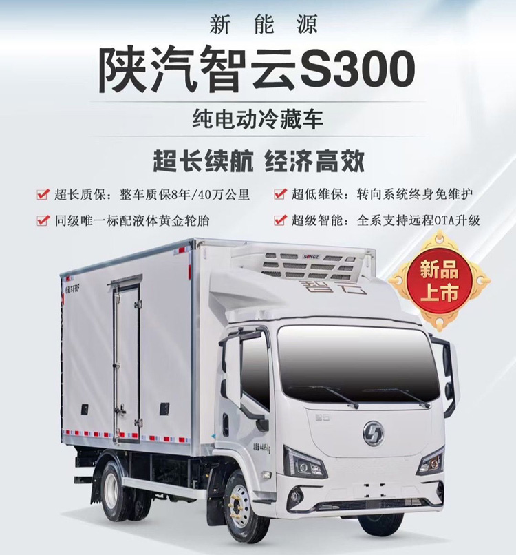 陕汽智云S300天行版冷藏车，陕汽智云S300冷藏车，陕汽智云S300纯电动冷藏车，陕汽纯电动4.2米冷藏车